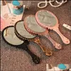 Mirrors Home Décor Garden Hand-Held Makeup Romantic Vintage Lace Hand Hold Mirror With Handle Oval Round Cosmetic Tool Dresser Gift Drop D