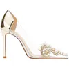 Primavera puntiagudo stiletto sexy charol perla transparente zapatos de boda nupciales franceses vestido de banquete zapatos de mujer de gran tamaño G220520