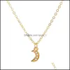 Hänge halsband Moon Border Jewelry Wild Curved Diamond Halsband CLAVICLE CHAIN ​​Drop Delivery Pendants DHPEU