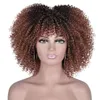 10Colors kvinnors korta lolita peruker syntetiska afro kinky lockiga bangs cosplay naturliga hårstrån peruk