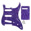 1 jeu SSS 11 trous Pickguard violet perle 4 plis plaque à gratter vis de plaque arrière pour guitare électrique