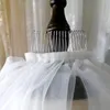 Welona ślubne dwie warstwy tiulowe łokieć długość welonu ślubna Blusher krótki ślub prosty równina
