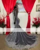 Sparkly Grey Sequins Prom Dresses Mor Beads Sheer Neck Mermaid Party Dress Black Girls Backless Ocn Evening Gowns