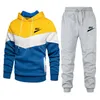 Tute da uomo 2022 tuta sportiva con cappuccio in cotone con cappuccio Set giacca + pantaloni di marca 2 pezzi palestre fitness casual tuta sportiva maschile S-3XL