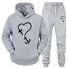 Tracksuits voor heren merk heren tracksuit mode sportkleding set cross love printed hoodies broek 2 -delige sets sweatshirts casual joggers su