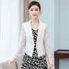 Chaquetas de mujer Primavera Verano traje mujer abrigo negro blanco protector solar encaje flor Blazers blusa chaqueta aire acondicionado E100