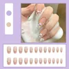 False Nails 24pcs Heart Printed Coffin Detachable Full Cover Women Nail Art Tips Manicure Patch Wearable Prud22