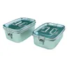 1.1L/37oz 1.5L/50oz Big Lunch Box Food Bag 304 Stainless Steel Side Locks Silicone Seal No Leakage collapsible Grip