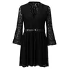 Casual Dresses Summer Women Lace Dress Sexy See-Through Deep V-Neck High Waist Hollow Out Mini Female Outfit Party ClubwearCasual