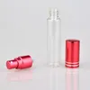 20pcs/lot 5ML 10ML 15ML Transparent Thin Glass Spray Bottle Sample Glass Vials Portable Mini Perfume Atomizer Gold Sil 220726