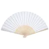 12 Pack Hand Håller fans Fest Favor White Paper Fan Bamboo Folding Fans handhållna vikta för Church Wedding Gift244H291V2418356