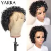 13x4 Pixie geknipte Wig Human Hair Curly Bob Transparant Lace Front pruiken Maleisische Maagdelijke diepe watergolf Yarra 220609