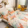 Hight baskılı% 100 pamuklu yatak seti yumuşak cilt dostu saf yorgan kapak düz çarşaf uyku çıplak yatak kraliçesi boyutu