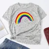 Women's T-Shirt Rainbow Tee Top Woman Short Sleeve T-Shirts Summer Tops For Women Cotton Graphic Tees Female Shirt Clothes W220408