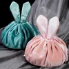 HBP Cosmetic Bags Cases Cosmetic Bag Round Velvet Soft Makeup Bag Drawstring Rabbit Ear Travel Make Up Organizer Female Storage Toiletry Beauty Kit Case 220825