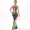 Womens Zomer Casual Designer Maxi Jurken Sexy Off Shoulder Jurk Wrap Buste Long Rok Fashion Tie Dye Print Kleding