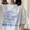 Japon harajuku kawaii üstleri sevimli tatlı ayı mektubu pamuk tshirt kısa süreli gündelik büyük boy karikatür tees ulzzang tshirt 220527