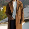 Men's Wool & Blends Wear Mid-Length Woolen Coat 2021 Autumn Winter Thickened Fashion Double Breasted Long T220810