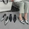 2022 Varumärkesdesigner Kvinnor tofflor Fashion Leopard Mule Flat Pointed Toe Casual Shoes Slide Low Heel Snake Sandal Big Size 35-41 G220525