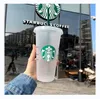 2022 Starbucks 24 unz/710 ml plastikowe kubki kubka wielokrotnego użytku przezroczyste picie Płaskie dolne filar Kształt Słaska Kubki Kubek Nowy gorący produkt do fabrycznej sprzedaży bezpośredniej Abnba