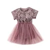 Girl039s Robes Bébé Fille Velours Patchwork Tulle Tutu Robe 6M5Y Infantile Enfant En Bas Âge Enfants À Manches Courtes Robe D'été Fête Pageant Prin5951300