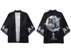 Kurtki męskie tygrys zacierany druk letni hip -hop japońskie kimono mężczyzn luźne streetwear otwarty przedni płaszcz Topmen's