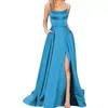 2022 Spaghetti -Gurte Abendkleider gerissene Seite Speak -Perlen -Prom -Party -Kleider eleganter Vestido de Novia Elegantes Arabisch sogar Kleid