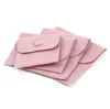 Jewelry Gift Packaging Envelope Bag with Snap Fastener Dust Proof Jewellery Gift Pouches Made of Pearl Velvet Pink Blue colors