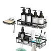 Hooks & Rails 3pcs/set Bathroom Shelf Organizer Shower Storage Rack Black Corner Shelves Wall Mounted Toilet Shampoo Holder No DrillHooks Ho