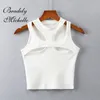 BRADELY MICHELLE Donna Asimmetrico Hollow Tinta unita Lavorato a maglia Girocollo Estate Sexy Gilet senza maniche sul petto 220316