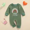 Citgeett Autumn Born Baby Girls Boys Romper Rainbow رسالة مطبوعة فرو طويل الأكمام