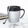 Tazas de café personalizables de 330 ml con tapa Cuchara Taza aislada de acero inoxidable de doble pared Vaso de vacío portátil Termo Taza de café Regalo de Navidad ZL1126