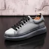 Klassisk Mens Bröllopsklänning Party Skor Märke Designer Tjock Botten Casual Lace-up Leather Sneakers British StyleRound Toe Tenis Outdoor Stan Walking Footwear