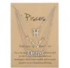 12 colar de sinal do zodíaco para mulheres 12 Constellation pingente cadeia choker jóias de aniversário com cartão de papelão 3 pcs / set gc944