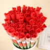 Fiore di simulazione Rose rosse singole Orso di cartone animato con un adesivo a forma di cuore Regalo di San Valentino Regalo per la festa della mamma Matrimonio DH5332