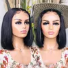 Invisible knots ShortTransparent Hd Lace front Human Hair Wig 8-14inch Mink Brazilian remy 4x4 Closure frontal bob blunt Wigs For Black Women 150%density