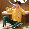 Men's Winter Warm Pajamas 100% Cotton Sleepwear Home Wear Cartoon Panda Print Pajama Male Casual Long Sleeve Plus Size Sets Suit 220511