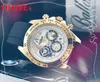 عالي الجودة أعلى طراز Quarz Chronograph Mens حزام المطاط السوبر الفاخرة الساعات المحدودة الطبعة الكاملة وظيفية للدصل واتركيات Wristwatches Montre de Luxe