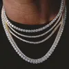 2022 Moda 4mm 5mm Hip Hop S925 Gümüş Renk Gotik Tenis Kolye Boyun Zinciri Erkek Kadın Mücevherleri İçin Uzun