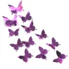 12Pcslot 3D Butterfly Mirror Wall Sticker Decal Wall Art Removable Wedding Decoration Kids Room Decoration Sticker 220727