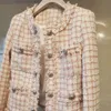 Kadın Ceketleri Pubsel Plaid Tweed Kadınlar O-Neck Çift Düğmeleri Lüks Zarif Yün Palto Ofis Lady Sonbahar Kış Giyim Gevşek Gevşek B355 Women's