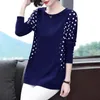 O Neck 100% Cotton T Shirt Woman Autumn Long Sleeve Plus Size T-shirt Loose Oversized Polka Dot Women s 220328