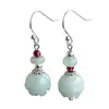 Dangle Lustre Naturel Jade Émeraude Chance Lotus Boucles D'oreilles Perle Charme Bijoux Accessoires De Mode Sculpté À La Main Homme Femme Amulette CadeauxDang