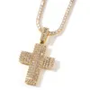 New Style Baguette Iced Out Cubic Zirconia CZ Collana con pendente a croce Collana di gioielli Hiphop per regalo