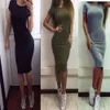 فستان الصيف المرأة قصيرة الأكمام vestido طويلة المحملة