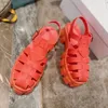 2022 Luxe Designer Sandals Dia's Dames Dames Zomer Schuim Rubber Loafers Muller Beach Footwear Beach Platform Gear Hollow Gevlochten Teen Roma Schoenen met Doos 35-41