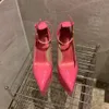 High Qualit Pink Poctent Leather Platform Pumps Schoenen Riem puntige teen naaktschoenen hoge hakken sandalen 15 cm luxe ontwerpers kleding schoenavond fabrieksschoenen