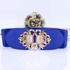 Belts Luxurious Big Metal Wide Waist Belt High Elastic Cummerbund Corset Waistband For Women Elegant Faux Rhinestone Shape Decoration