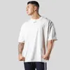 Men's T-Shirts Oversized T Shirt Men Loose Drop Shoulders Gym Clothing Bodybuilding Fitness Streetwear Hip-Hop T-shirt Cotton307J