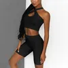 Damen-Trainingsanzüge, nahtloses Sport-Set, kurz, 2-teilig, zweiteilig, bauchfreies Top, BH, Shorts, Leggings, Sportanzug, Workout-Outfit, Kleidung, Fitness, Sportbekleidung